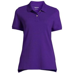PETITE L Lands’ End Women's Short Sleeve Mesh Polo Shirt - Deep Purple (C3)